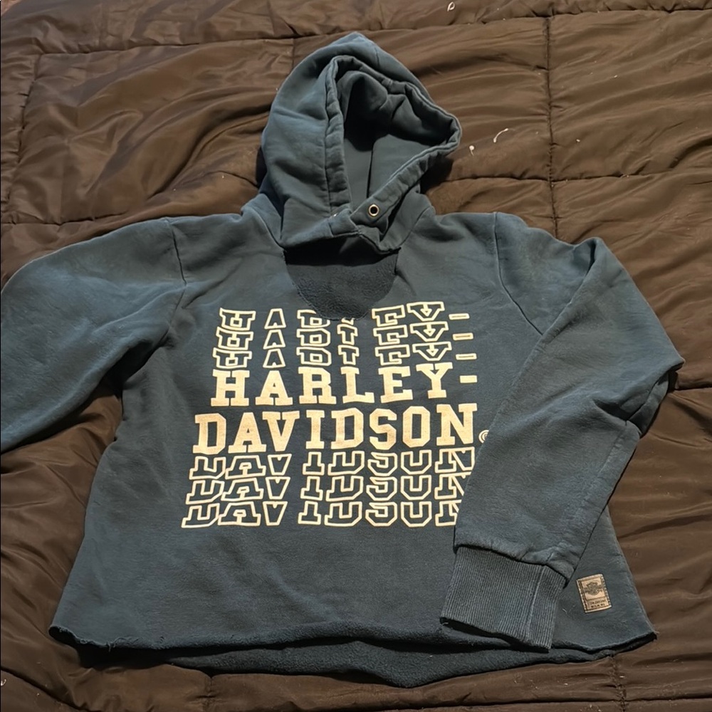 Harley-Davidson Teal Sweatshirt with Cream Logo